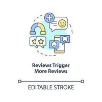 Reviews trigger more reviews concept icon. Social media. Customer feedback reason abstract idea thin line illustration. Isolated outline drawing. Editable stroke vector