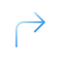 Right turn arrow flat gradient two-color ui icon. Following direction. Road sign. Finding route. Simple filled pictogram. GUI, UX design for mobile application. Vector isolated RGB illustration