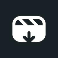 Import video file white pixel perfect solid ui icon. Footage editing software. Media player. Silhouette symbol for dark mode. Glyph pictogram on black space for web, mobile. Vector isolated image