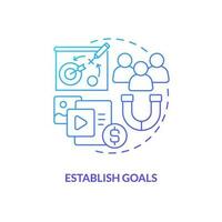 Establish goals blue gradient concept icon. Business strategy. Get started with social media advertising abstract idea thin line illustration. Isolated outline drawing vector