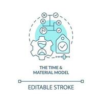 Time and material model turquoise concept icon. Outsourcing contract type abstract idea thin line illustration. Isolated outline drawing. Editable stroke vector