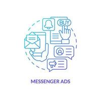 Messenger ads blue gradient concept icon. Communication in chat. Type of social media promo abstract idea thin line illustration. Isolated outline drawing vector