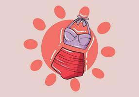 mano dibujado verano nadando traje. bikini catoon estilo. bikini de moda. de moda De las mujeres ropa interior. mujer guardarropa vestidos. vector