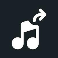 Extract audio white pixel perfect solid ui icon. Editing software tool. Isolating sound. Silhouette symbol for dark mode. Glyph pictogram on black space for web, mobile. Vector isolated image