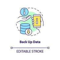 Back up data concept icon. Creating copy of information. Storage database. Security abstract idea thin line illustration. Isolated outline drawing. Editable stroke vector