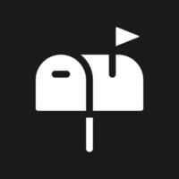 Mailbox dark mode glyph ui icon. Incoming letters. Personal address. User interface design. White silhouette symbol on black space. Solid pictogram for web, mobile. Vector isolated illustration