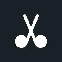 Cut white pixel perfect solid ui icon. Scissors sign. Film editing. Divide footage file. Silhouette symbol for dark mode. Glyph pictogram on black space for web, mobile. Vector isolated image