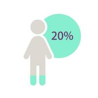 Male figure infographic chart design template with twenty percentage. Demographic study. Significant minority. Editable human silhouette. Visual data presentation vector