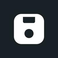 Save white pixel perfect solid ui icon. Progress store. Keep work changes. Record information. Silhouette symbol for dark mode. Glyph pictogram on black space for web, mobile. Vector isolated image