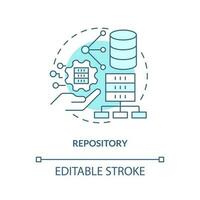 Repository turquoise concept icon. Database of code changes. Source control strategy abstract idea thin line illustration. Isolated outline drawing. Editable stroke vector