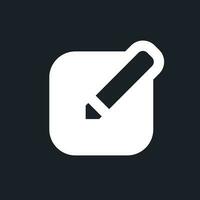 Edit white pixel perfect solid ui icon. Application tool. Online editor. Software feature. Silhouette symbol for dark mode. Glyph pictogram on black space for web, mobile. Vector isolated image