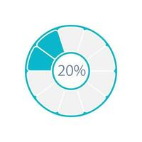 Divided donut infographic chart design template. Twenty percentage. Competitors part. Editable radial infochart with progress level. Visual data presentation vector