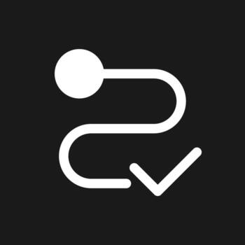 Delivery completed dark mode glyph ui icon. Successful completion. User interface design. White silhouette symbol on black space. Solid pictogram for web, mobile. Vector isolated illustration