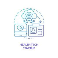 Health tech startup blue gradient concept icon. Medical services. Best foundation industry abstract idea thin line illustration. Isolated outline drawing vector