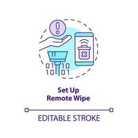 Set up remote wipe concept icon. Smartphone security measures. Delete data abstract idea thin line illustration. Isolated outline drawing. Editable stroke vector