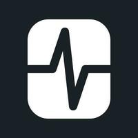 Heartbeat animation effect white pixel perfect solid ui icon. Video editing feature. Silhouette symbol for dark mode. Glyph pictogram on black space for web, mobile. Vector isolated image