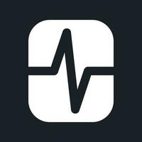 Heartbeat animation effect white pixel perfect solid ui icon. Video editing feature. Silhouette symbol for dark mode. Glyph pictogram on black space for web, mobile. Vector isolated image