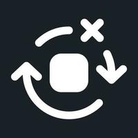 Remove spinning effect white pixel perfect solid ui icon. Delete circular motion. Silhouette symbol for dark mode. Glyph pictogram on black space for web, mobile. Vector isolated image