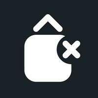 Remove jump animation effect white pixel perfect solid ui icon. Delete vertical movement. Silhouette symbol for dark mode. Glyph pictogram on black space for web, mobile. Vector isolated image