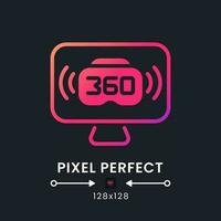 VR live streaming pink solid gradient desktop icon on black. Virtual reality. Interactive content. Pixel perfect 128x128, outline 4px. Glyph pictogram for dark mode. Isolated vector image