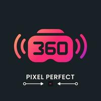 360 live streaming pink solid gradient desktop icon on black. Broadcast device. VR technology. Virtual reality. Pixel perfect, outline 4px. Glyph pictogram for dark mode. Isolated vector image