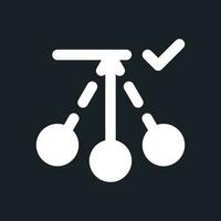 Pendulum movement applying white pixel perfect solid ui icon. Added swinging motion. Silhouette symbol for dark mode. Glyph pictogram on black space for web, mobile. Vector isolated image