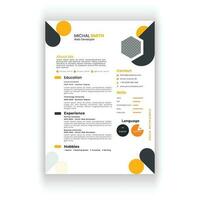 Modern and clean resume or cv template. vector