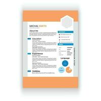 Clean and modern resume or cv template in a4. vector