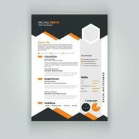 Clean and modern resume or cv template in a4. vector