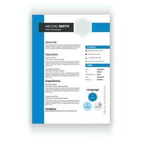 Clean and modern resume or cv template in a4. vector