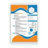 Clean and modern resume or cv template in a4. vector