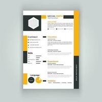 Modern and clean resume or cv template. vector