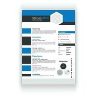 Clean and modern resume or cv template in a4. vector