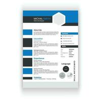 Clean and modern resume or cv template in a4. vector