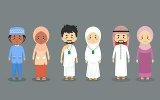 A Set Couple Character with Muslim Outfit vector