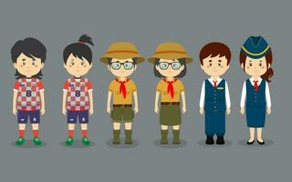 A Set Couple Character with Different Profession vector