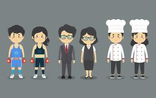 A Set Couple Character with Different Profession vector