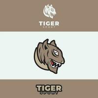 deporte logo diseño, con un Tigre cabeza icono vector