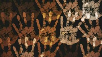 Abstract pattern background with a collection of handprints of various skin colorings and tones. This diversity and inclusion concept motion background animation is 4K and a seamless loop. video