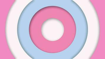 Trendy circular papercut background with gently moving concentric circles in pastel colour tones of pink, white and blue. Full HD and looping motion background animation. video