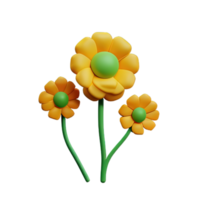 3d amarillo flor png