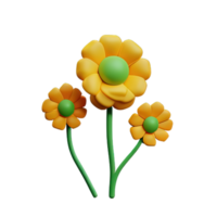 3d yellow flower png