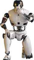 Futuristic world robots are running. Presentation of technology with robots.  3d rendering action of robot. png