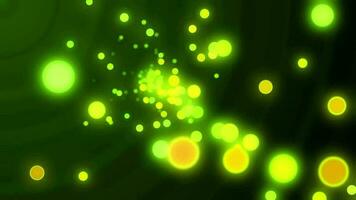 Green particle zoom in animation video