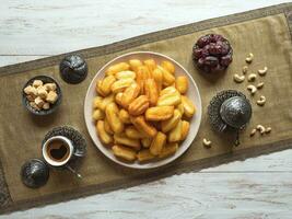 Arabic sweets on a large plate. Ramadan sweets photo