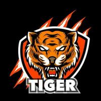 Tigre cabeza mascota logo para juego de azar vector