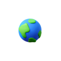 3d tecknad serie planet jord ikon png