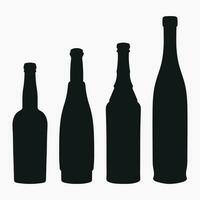 Shape of silhouette of bottle for alcohol, beer, kvass, waters. Outline of a container for storing liquid vector