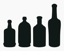 Shape of silhouette of bottle for alcohol, beer, kvass, waters. Outline of a container for storing liquid vector