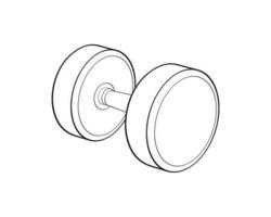 Heavy sport dumbbell for gymnastics, outline sketch vector isolated with white background.